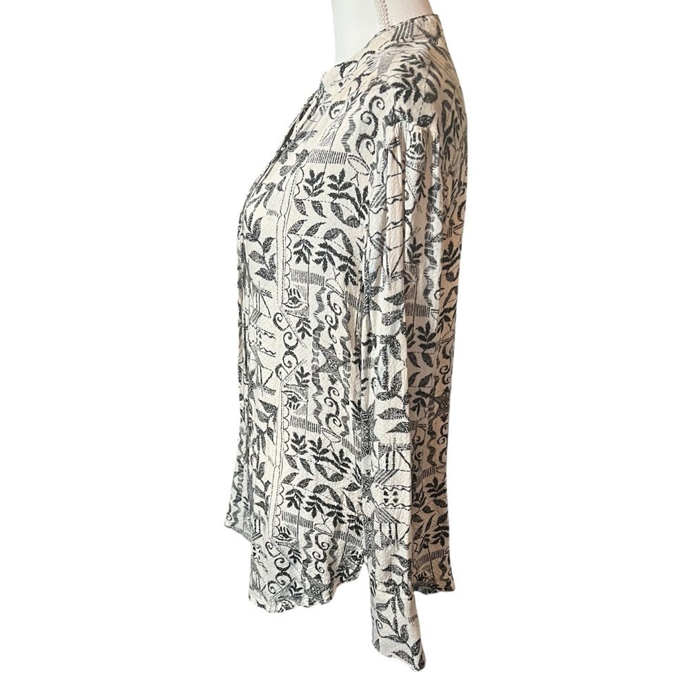 Free People Mia Tunic Blouse Cream Black Aztec Print Boho Long Sleeve Top XS - Picture 3 of 16